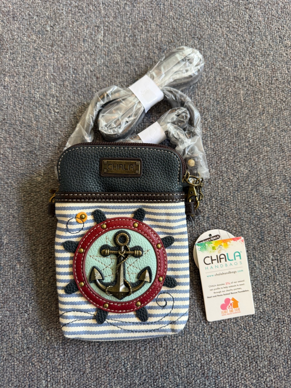 Chala Striped Crossbody with Anchor Patch
